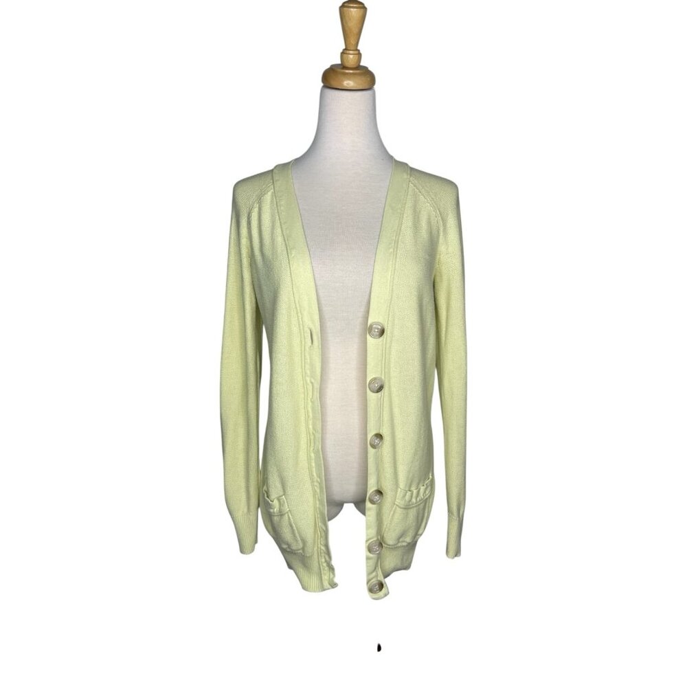 Pale Lime Green 100% Cotton Cardigan Size S